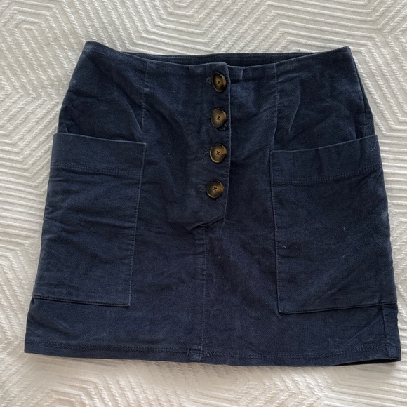 Navy Button-Front Skirt - Picture 1 of 4
